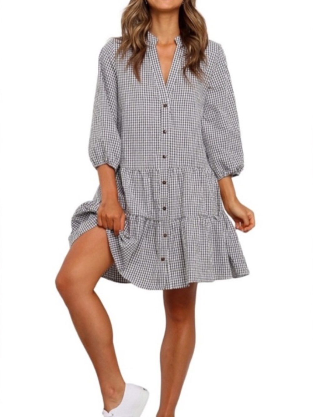Daria Print Tiered Dress Petal & Pup Gingham Petal & Pup M/L